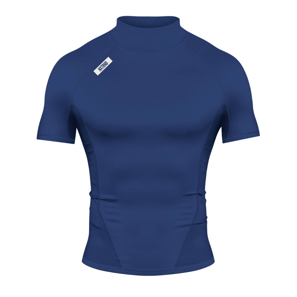 Nxtrnd Core Turtleneck Compression Short Sleeve Navy Blue